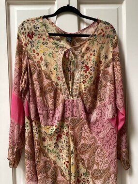 Clothing Co. pink paisley tunic, blouse, size 2X